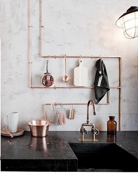 soapstone modern copper exposed pipes